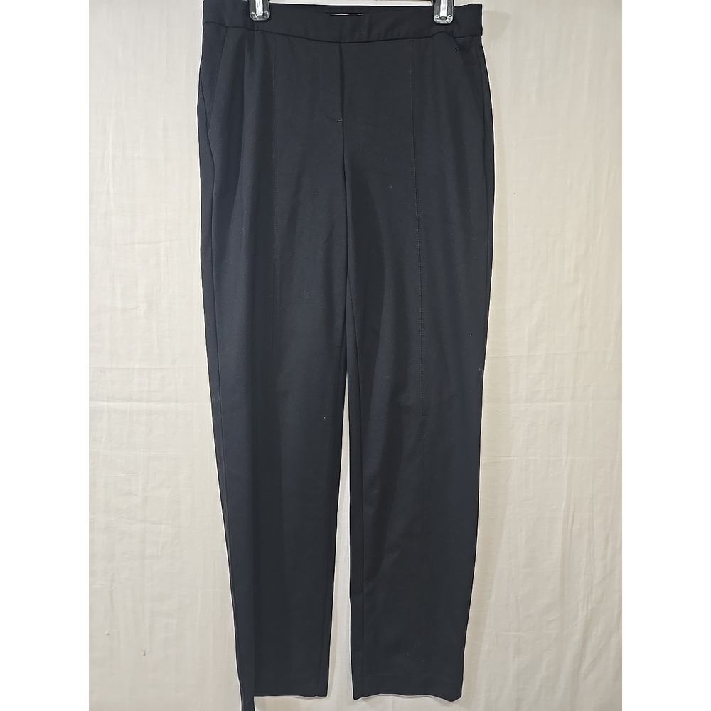 Talbots Women's 8 Elastic Waist Pull On‎ Solid Black Stretch Pants Front Seam